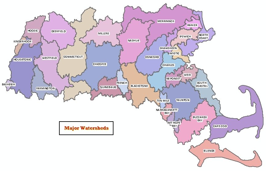 Official statewide map of major watershed boundaries.