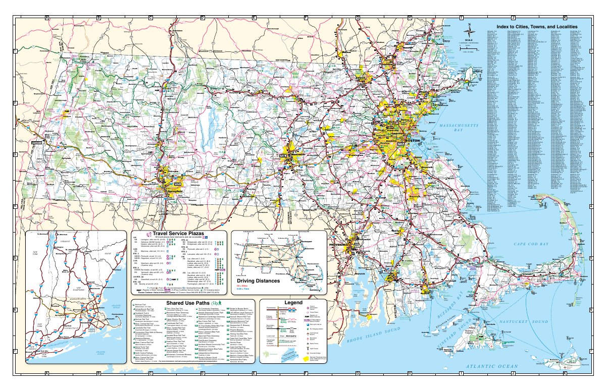 Statewide map sheet from the 2025 Official Massachusetts Transportation Map (PDF page 2).