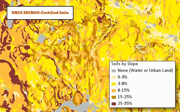 Official NRCS SSURGO-certified soils sample classified by slope.