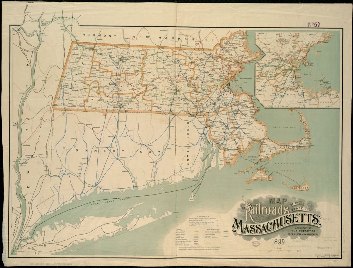 Map of the railroads of the state of Massachusetts : accompanying the report of the railroad commissioners : 1899