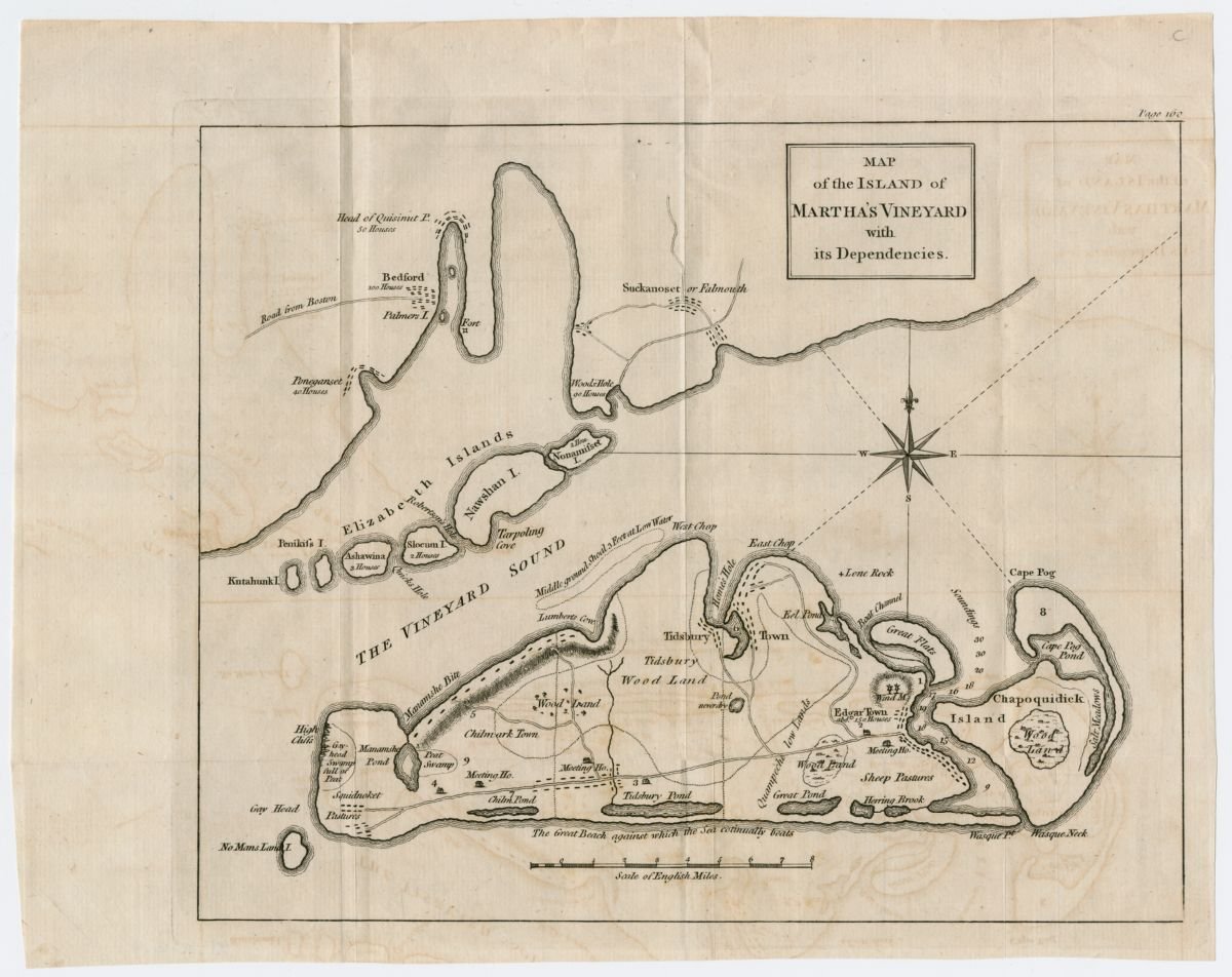 Map of the island of Martha's Vineyard with its dependencies