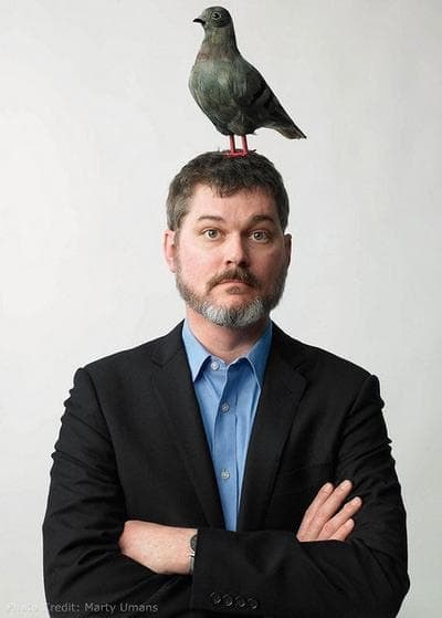 Mo Willems with his Pigeon character.