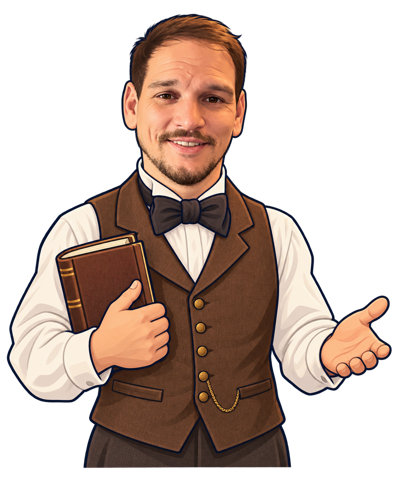 Cartoon Elliot dressed as a nineteenth-century writer