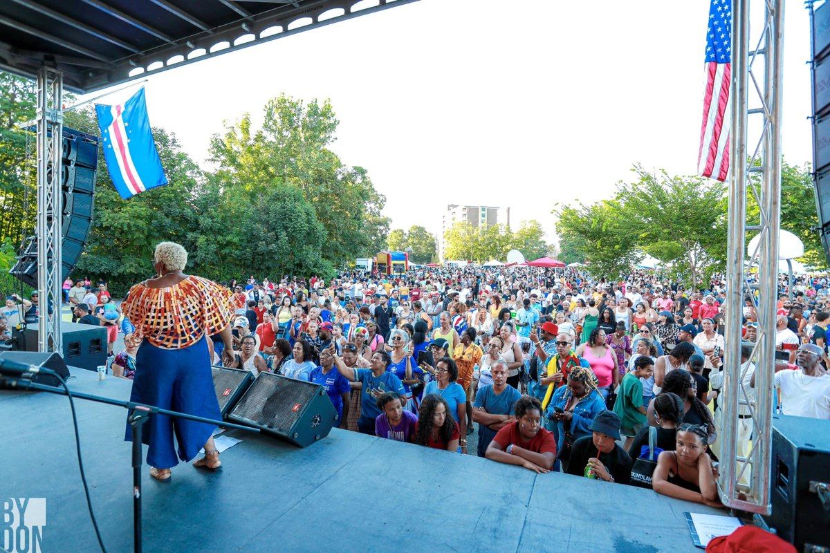 A crowd at a 2023 Cape Verdean Independence Day celebration featured by the Cape Verdean Association of Brockton.