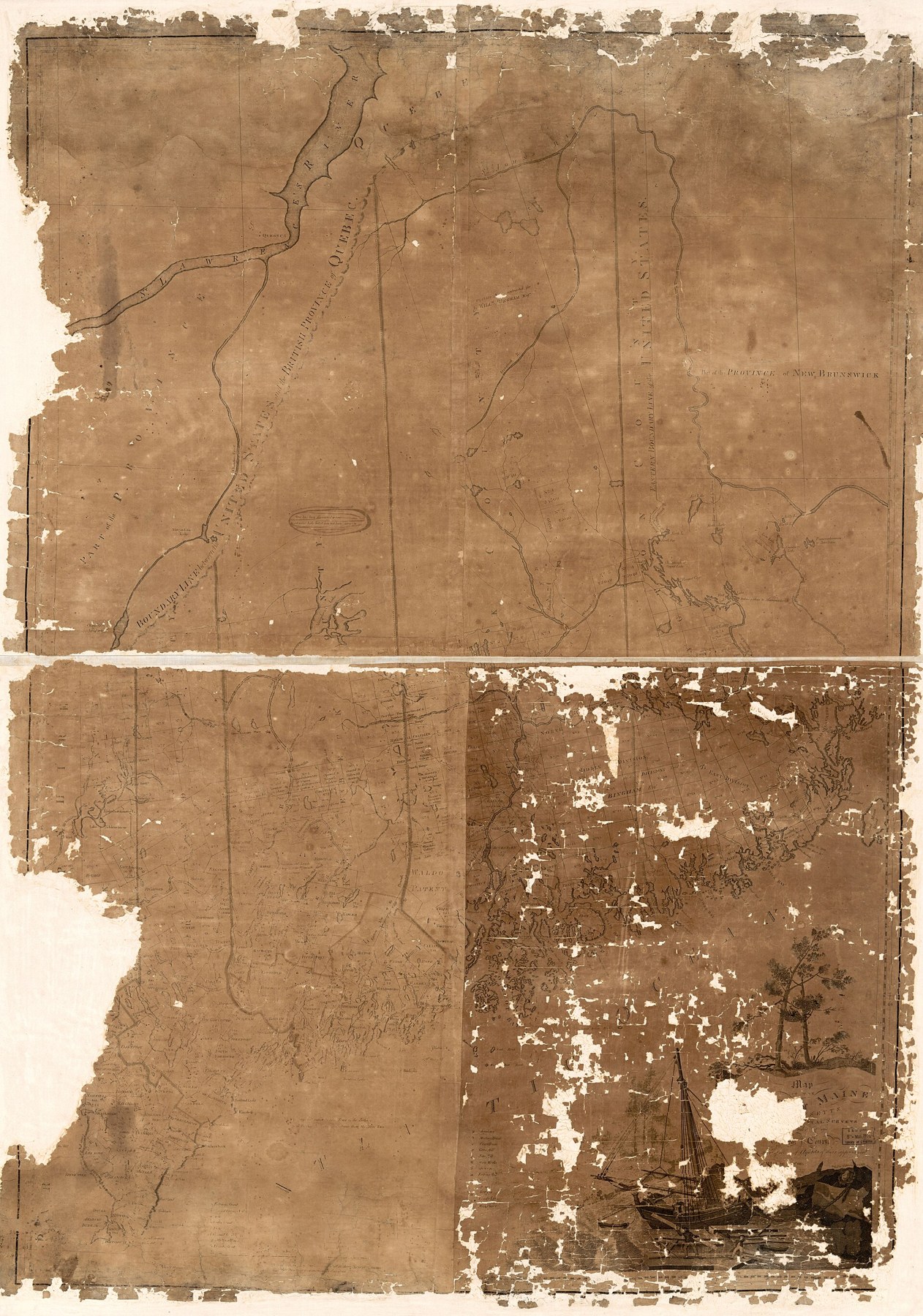 Osgood Carleton’s historical map titled District of Maine, Massachusetts, cataloged 1800